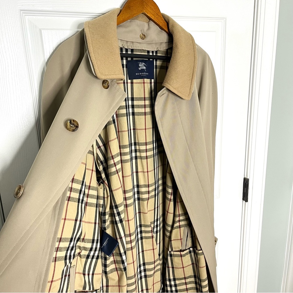 Burberry Men’s Mens Camden Trench Coat Jacket Wool Tan Long Belt Belted 46 XL - Picture 5 of 16